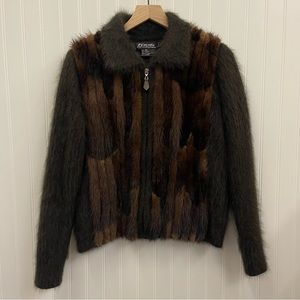 Vintage Venesha Angora Knit Zipper Front Sweater Jacket Sz S